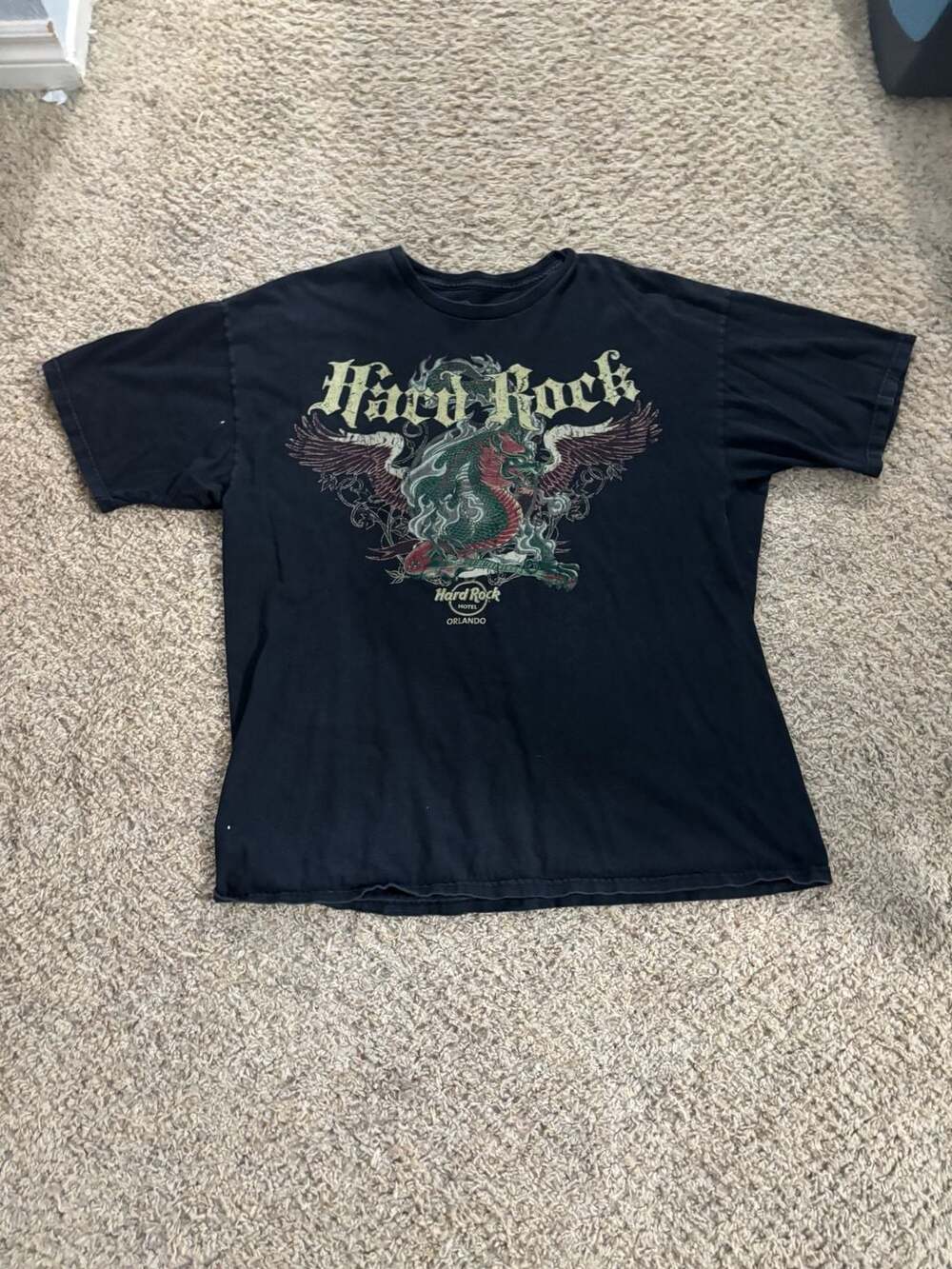 Hard Rock Hotel Orlando Dragon T-Shirt Size X Large Black Cotton